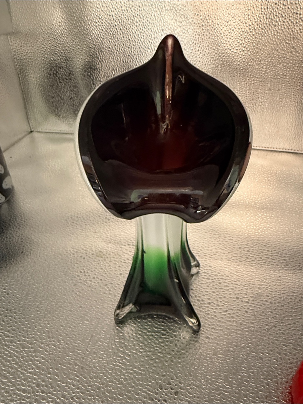 Vintage Style Glass in the Pulpit Plum, green and white ambre vase